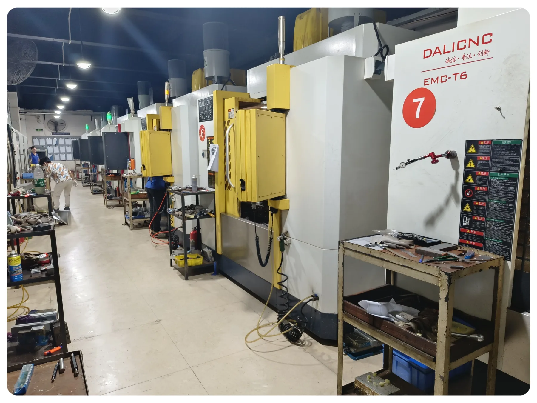 DFocus CNC machining line inside the workshop