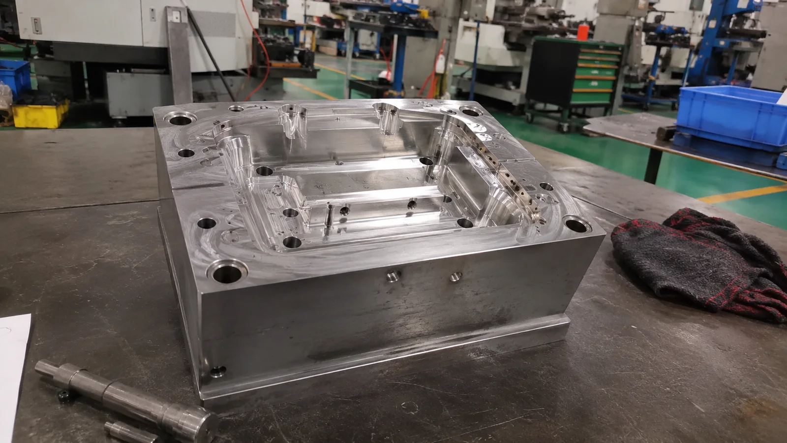 Aluminum rapid tooling mold on a factory bench
